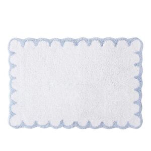 Peri Home Bath Rug Scallop Cotton White/Blue 20x30 New